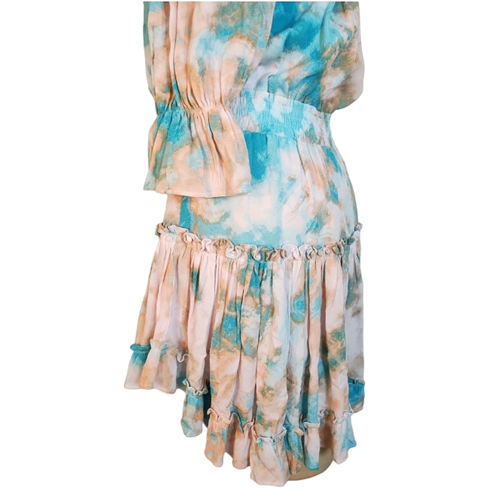 Tie dye ruffle drop waist flowy mini dress - Picture 5 of 9